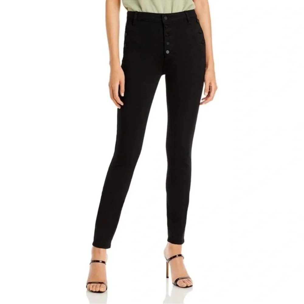 Paige Womens Emmie Black Ankle Button Fly Jeans